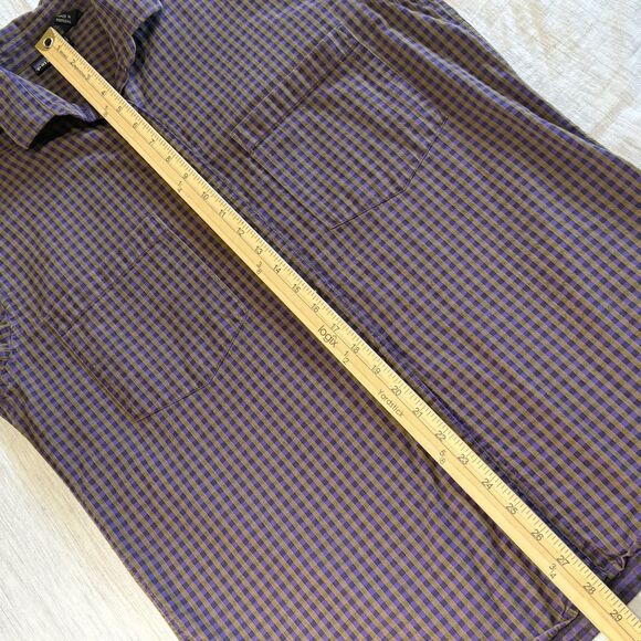 PATAGONIA Women's Size M Loose Fit Purple Khaki Check Plaid Button Front Shirt - Picture 14 of 16